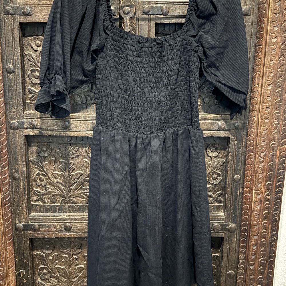 Elegant Black Smocked Dress